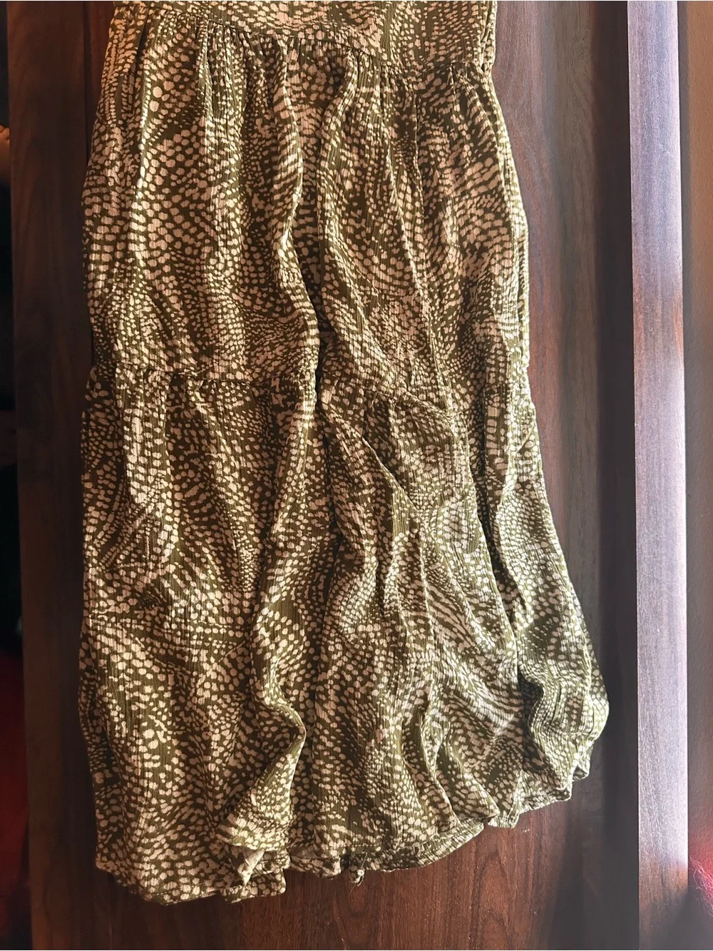 Maurices Olive Green and Cream Printed Maxi Skirt - Picture 3 of 3